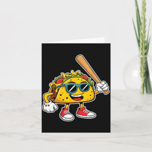 Tarjeta Taco divertido jugando béisbol mexicano cinco de m