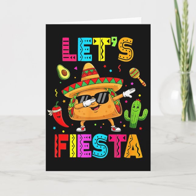 Tarjeta Taco Divertido Vamos Fiesta Partido Cinco De Mayo  (Anverso)