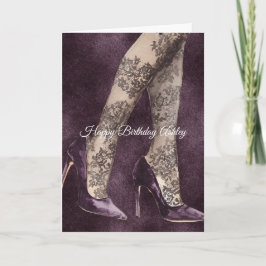 Tarjeta Tacones altos de encaje morado sexy Cumpleaños