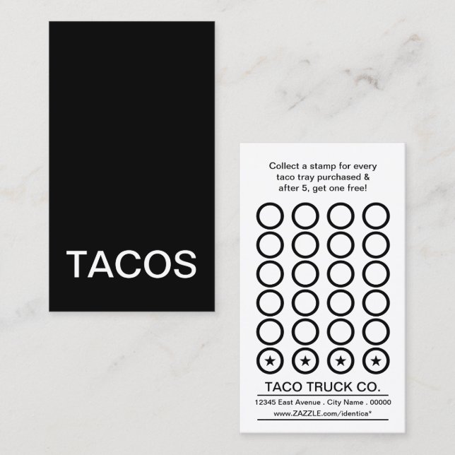 tarjeta tacos punch (Anverso / Reverso)