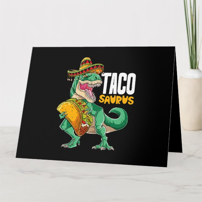 Tarjeta Tacosaurus Taco Cinco De Mayo Dinosaurio T Rex (Anverso)