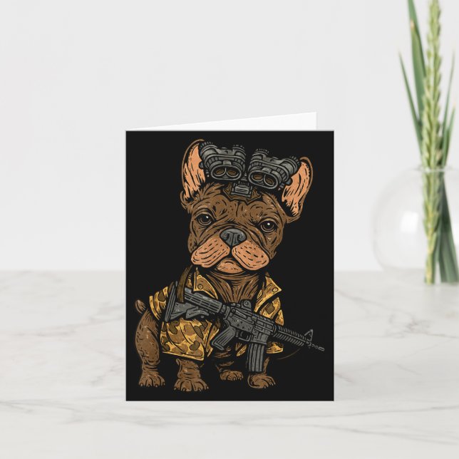 Tarjeta Tactical Frenchie Funny Dog Bulldog With Nvg Meme  (Anverso)