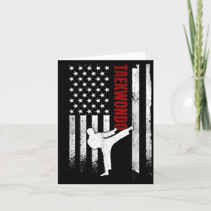 Tarjeta Taekwondo Bandera Americana Distorsionada Usa Patr