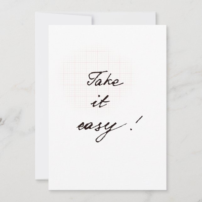 Tarjeta Take it easy minimal handwritten card (Anverso)