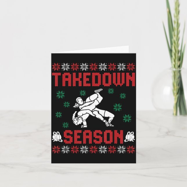 Tarjeta Takedown Season Girls Wrestling Ugly Sweater Chris (Anverso)