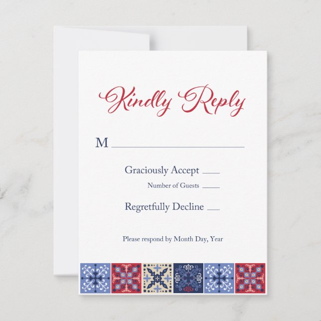 Tarjeta Talavera Mexicana Tile RSVP (Anverso)