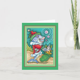 TARJETA TALES DE PESCADO DE SANTA CLAUS, STARFISH, SEASHEL