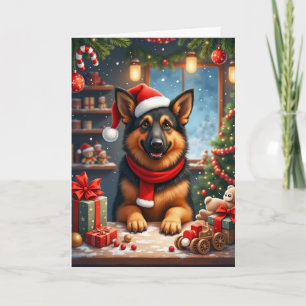 Tarjeta Taller de Santa de Pastor Alemán Navidad
