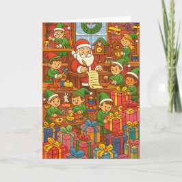 Tarjeta Taller de Santa Elfos Ocupados Navidad Personaliza