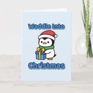 Tarjeta Tambalea en la Navidad Gorro de Santa Pingüino Lin