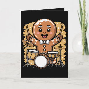 Tarjeta Tamborilero de pan de jengibre de Navidad Tambores