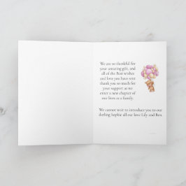 Tarjeta tan agradecida con el globo de oso de pelu