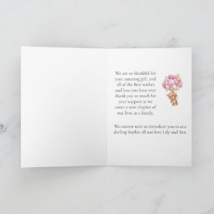 Tarjeta tan agradecida con el globo de oso de pelu