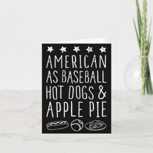 Tarjeta Tan americano como hot dogs y pastel nostálgico