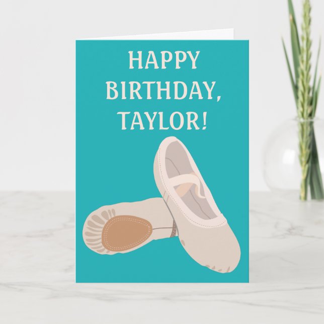 Tarjeta Tan Ballet Zapatos Cumpleaños Personalizado (Anverso)