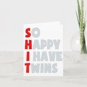 Tarjeta Tan Feliz De Tener Gemelos Divertidos Padres Gemel