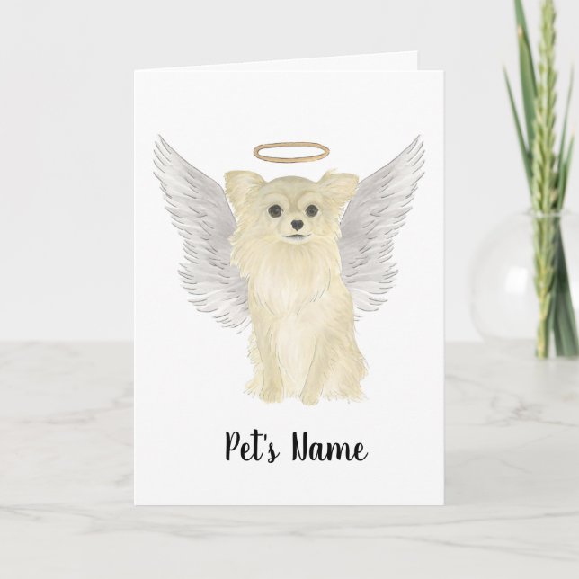 Tarjeta Tan Long Haired Chihuahua Memorial de Solidaridad (Anverso)