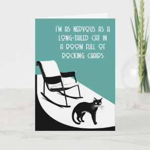 Tarjeta tan nervioso como un gato de cola larga