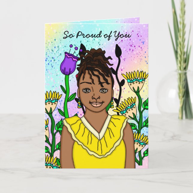 Tarjeta Tan orgullosa de ti | Chica de arte popular (Anverso)