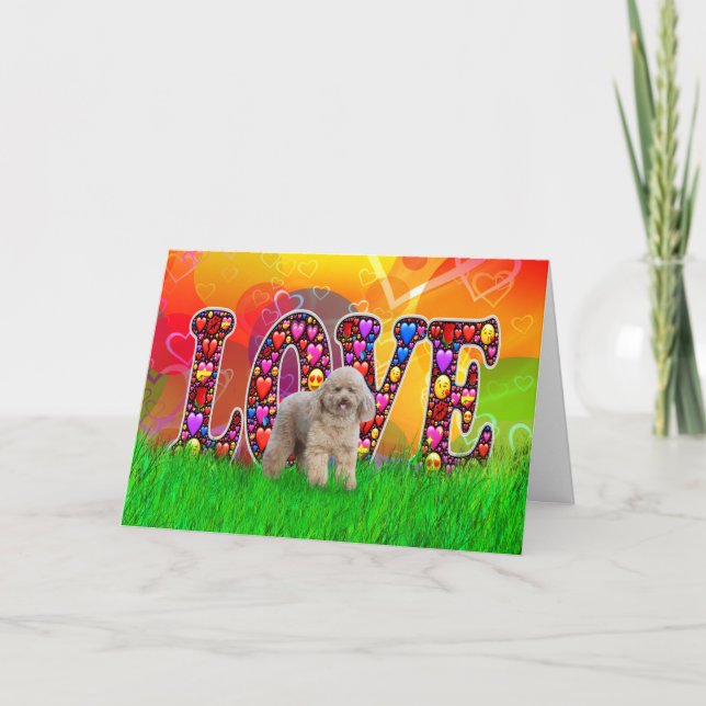 Tarjeta Tan Poodle Dog Valentine Card (Anverso)
