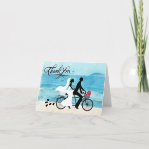 Tarjeta Tandem Bicycle Bride y Groom Boda Gracias