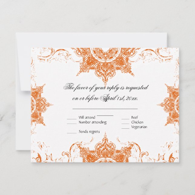 Tarjeta Tangerine de la tarjeta RSVP de la Boda Sw (Anverso)