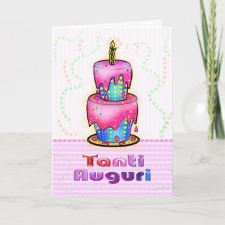 Tarjeta Tanti Auguri italiano Feliz cumpleaños Pastel rosa