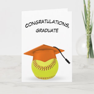 Tarjeta Tapa de graduación naranja en un baloncesto amaril