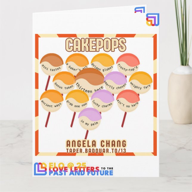Tarjeta Taper:CakePops Hola desde ELO2025 (Anverso)