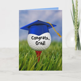Tarjeta Tapón De Graduación Azul En La Bola De Golf