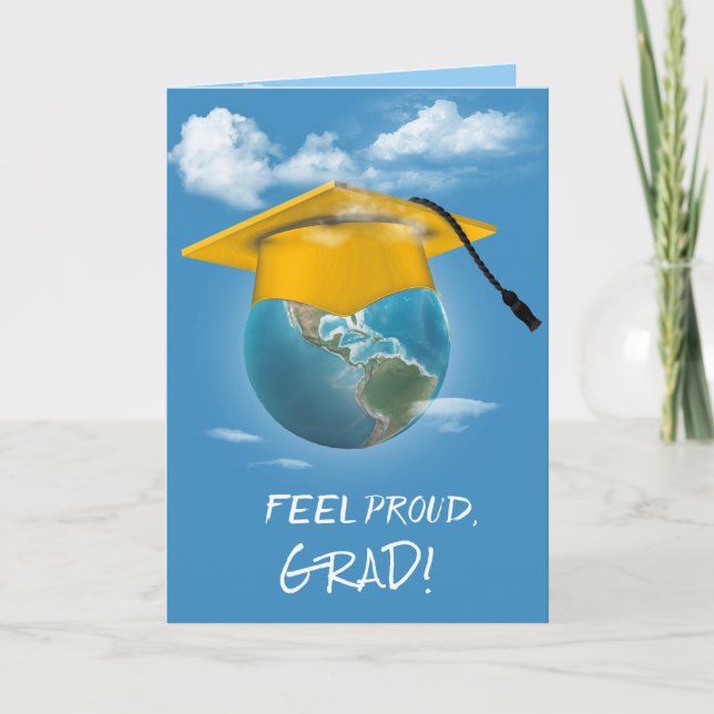 Tarjeta Tapón de graduación de oro en la Tierra Planeta (Anverso)