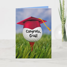Tarjeta Tapón De Graduación Rojo En La Bola De Golf