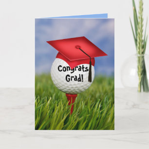 Tarjeta Tapón De Graduación Rojo En La Bola De Golf