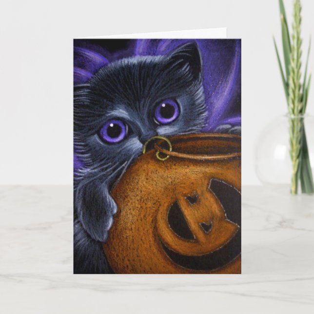 TARJETA TAPÓN DE PUMPKIN DE HALLOWEEN KITTEN DE LA FERIA N (Anverso)