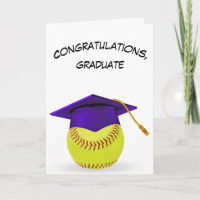 Tapón morado de graduación en un softball amarillo
