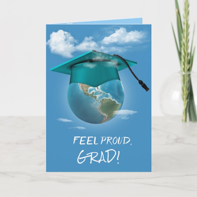 Tarjeta Tapón verde azulado de graduación en el planeta Ti (Anverso)