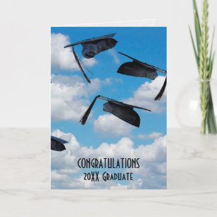 Tarjeta Tapones de graduación de negro en el aire