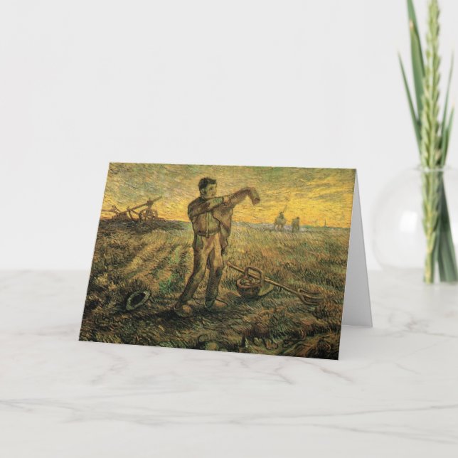 Tarjeta Tarde - Fin del día de Vincent van Gogh (Anverso)