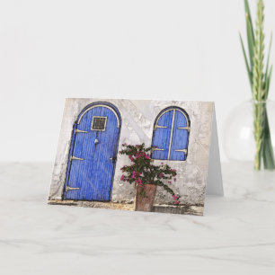 Tarjeta Tarde pacífica en la puerta azul