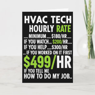Tarjeta Tarifa por hora de técnico de HVAC divertido traba
