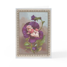 TARJETA: Arte Antiguo Hada Flor Purpúrea Vintage 