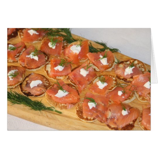 Tarjeta Tarjeta, "Canapes del salmón ahumado "