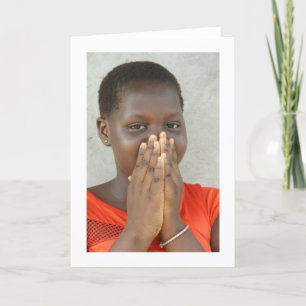 Tarjeta Tarjeta, "chica en un vestido naranja-rojo "