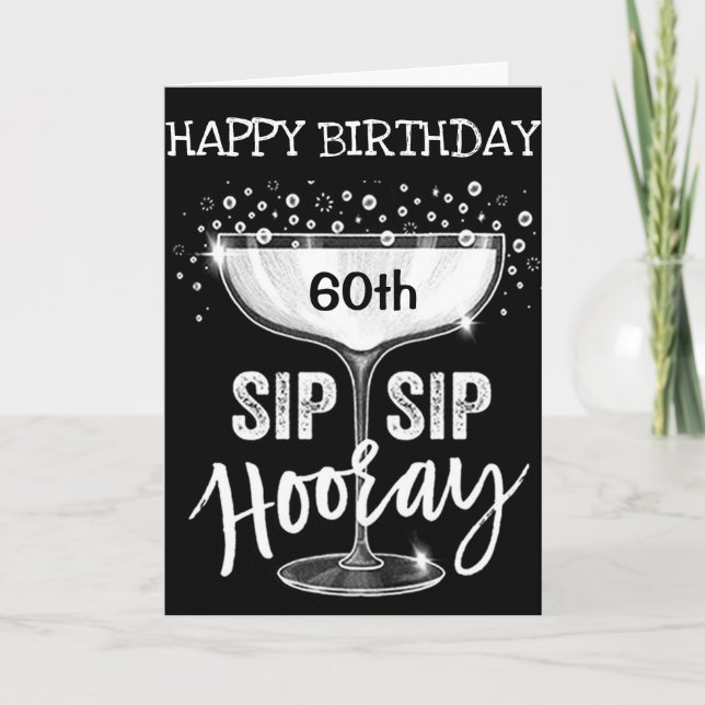 TARJETA **TARJETA DE ADULTO SIP HOORAY DE 60º CUMPLEAÑOS** (Anverso)