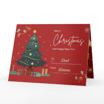 "Tarjeta de Año Nuevo Roja Plegada Personalizada"
