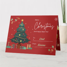 Tarjeta "Tarjeta de Año Nuevo Roja Plegada Personalizada"