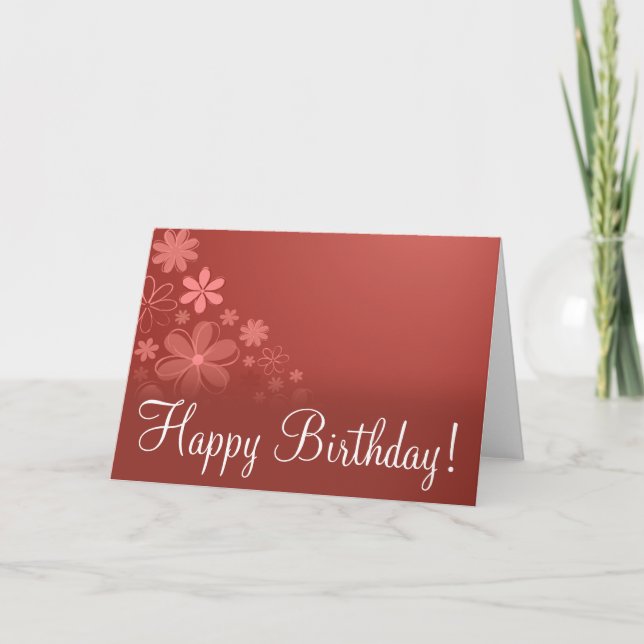 Tarjeta "Tarjeta de Cumpleaños" de Floral Roja (Anverso)
