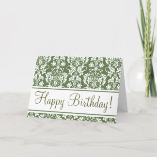 Tarjeta "Tarjeta de cumpleaños" de olivo y blanco
