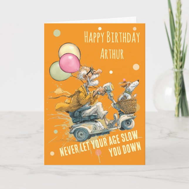 Tarjeta ~Tarjeta de cumpleaños divertida de scooter de mov (Anverso)