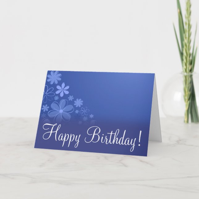 Tarjeta "Tarjeta de cumpleaños" Floral azul (Anverso)
